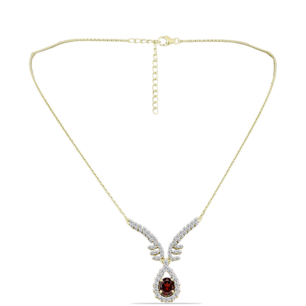 Collar de Plata Bañada en Oro con Granate Barton y Topacio Blanco 1 