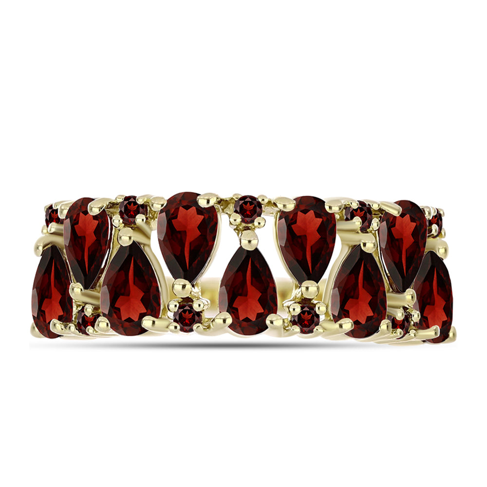 Anillo de Plata Bañada en Oro con Granate Barton 2 