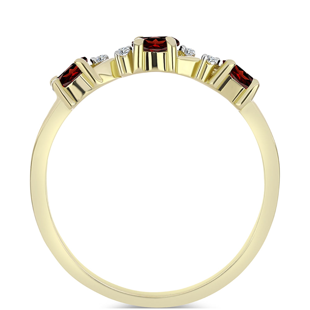 Anillo de Plata Bañada en Oro con Granate Barton y Topacio Blanco