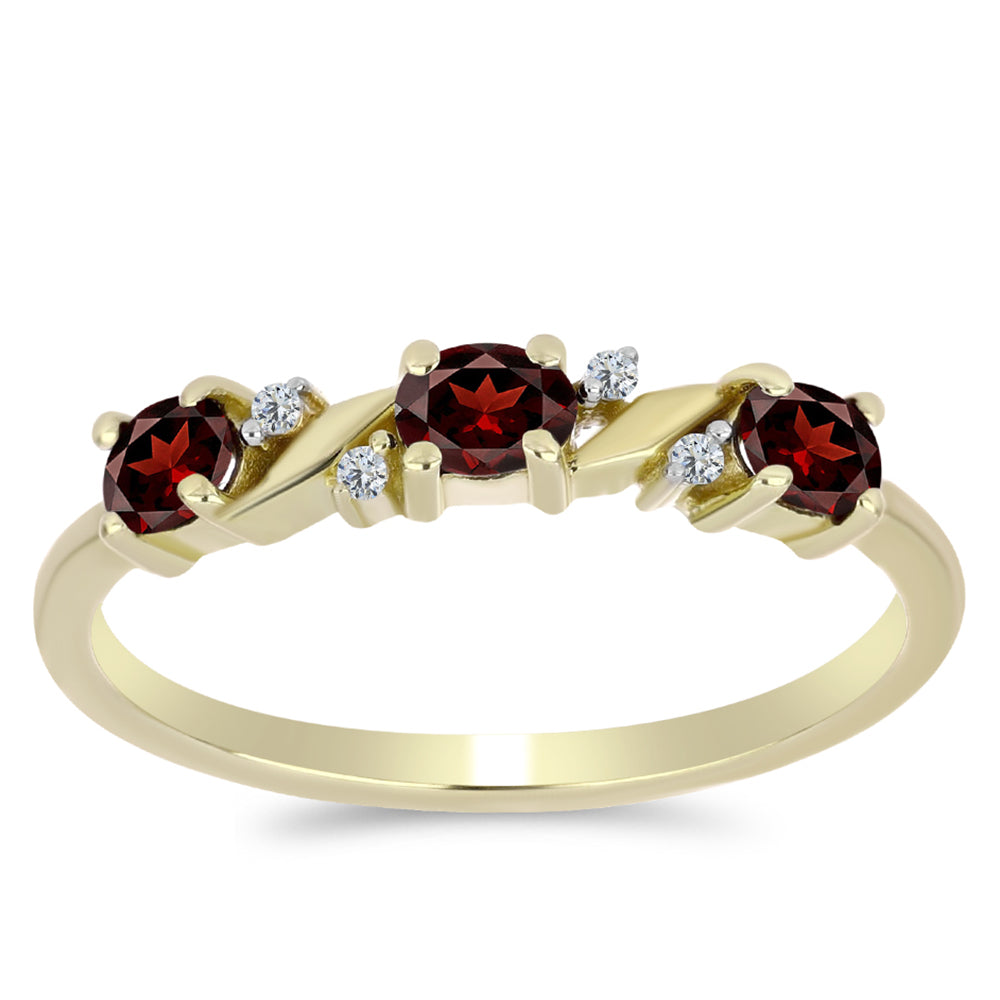 Anillo de Plata Bañada en Oro con Granate Barton y Topacio Blanco 1 