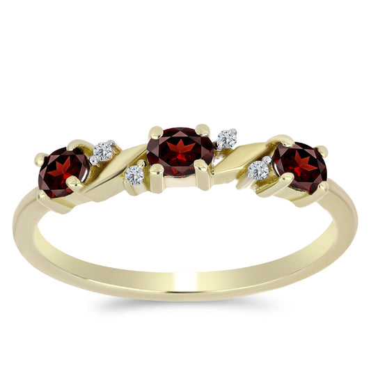 Anillo de Plata Bañada en Oro con Granate Barton y Topacio Blanco