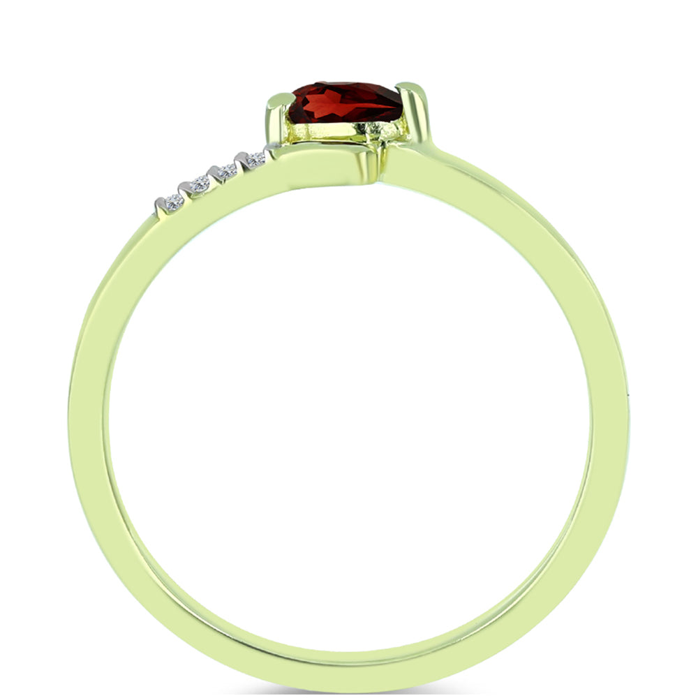 Anillo de Plata Bañada en Oro con Granate Barton y Topacio Blanco 2 