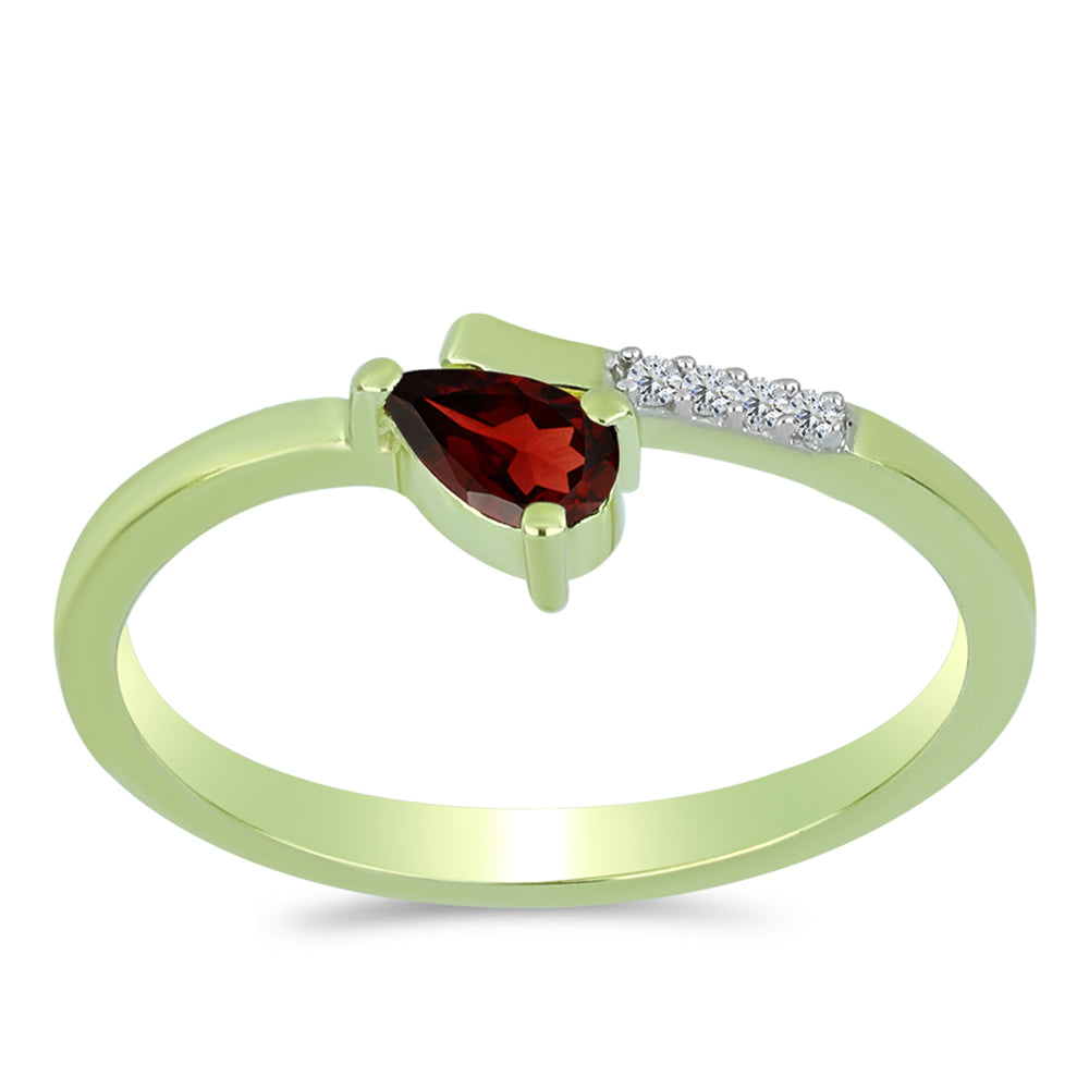 Anillo de Plata Bañada en Oro con Granate Barton y Topacio Blanco 3 