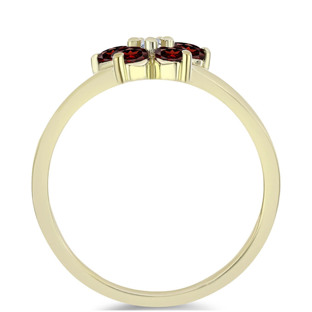 Anillo de Plata Bañada en Oro con Granate Barton y Topacio Blanco