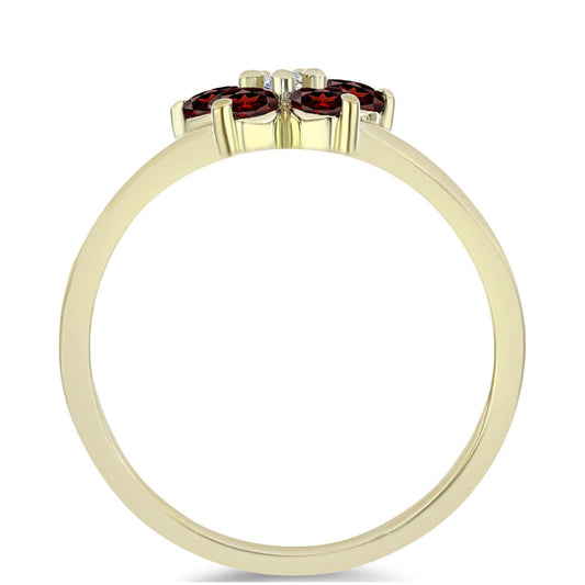 Anillo de Plata Bañada en Oro con Granate Barton y Topacio Blanco