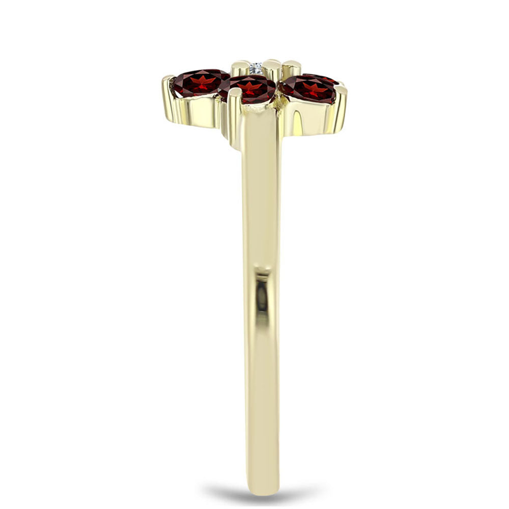 Anillo de Plata Bañada en Oro con Granate Barton y Topacio Blanco 4 