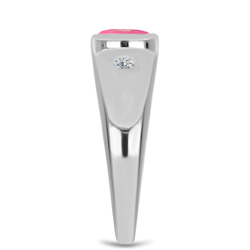 Anillo de Plata con Ópalo Rosa de Lega Dembi y Topacio Blanco 4 