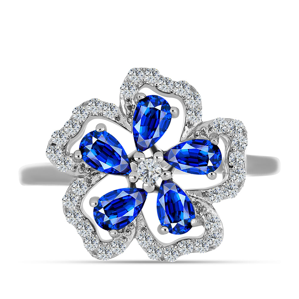 Anillo de Plata con Zafiro Azul Australiano y Topacio Blanco 1 