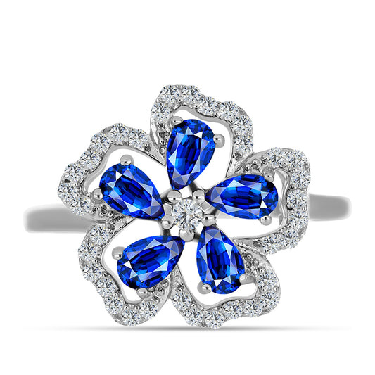 Anillo de Plata con Zafiro Azul Australiano y Topacio Blanco