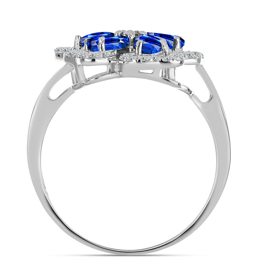 Anillo de Plata con Zafiro Azul Australiano y Topacio Blanco