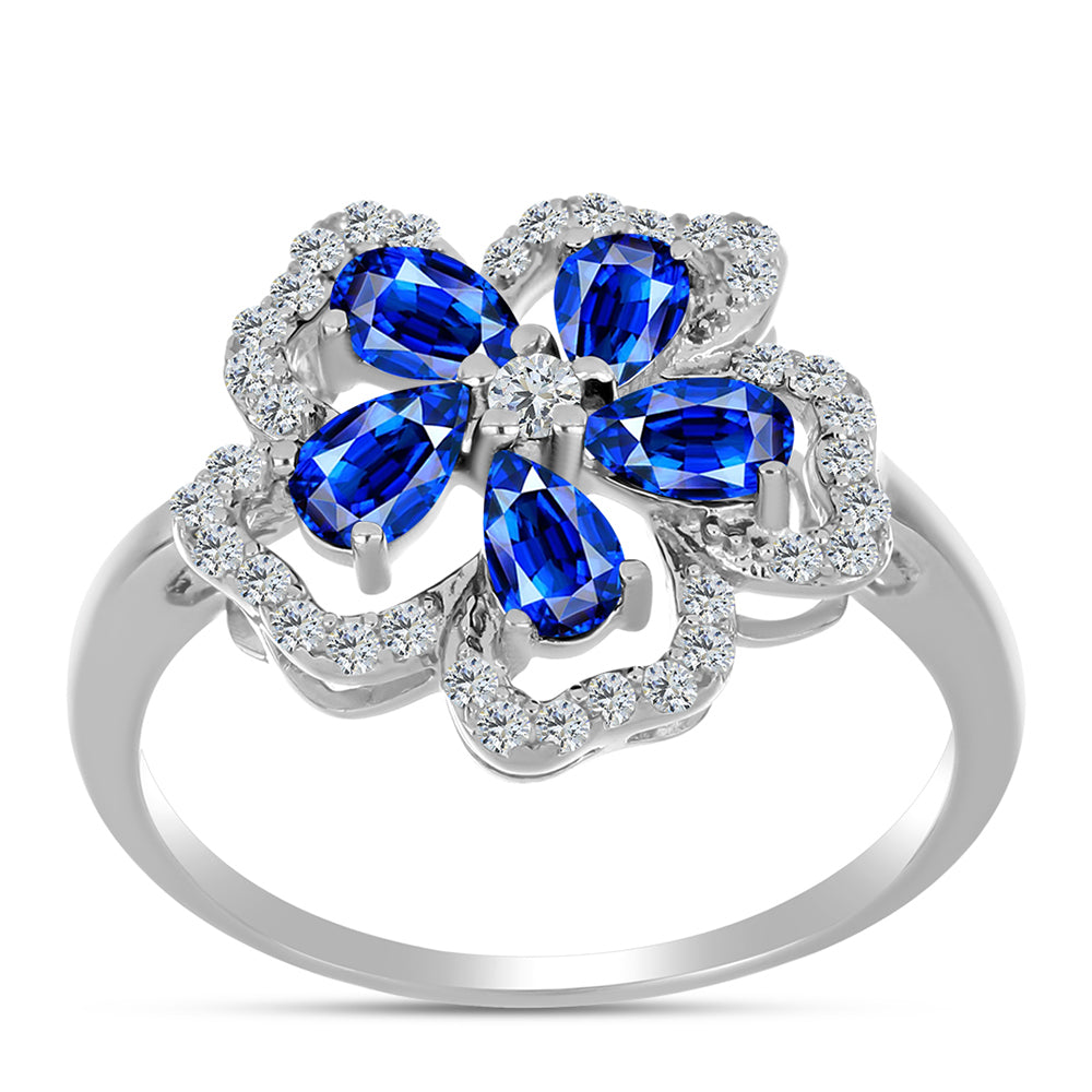 Anillo de Plata con Zafiro Azul Australiano y Topacio Blanco