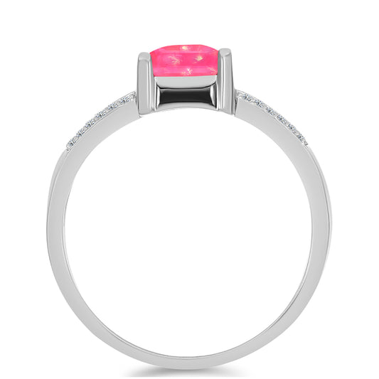 Anillo de Plata con Ópalo Rosa de Lega Dembi y Topacio Blanco