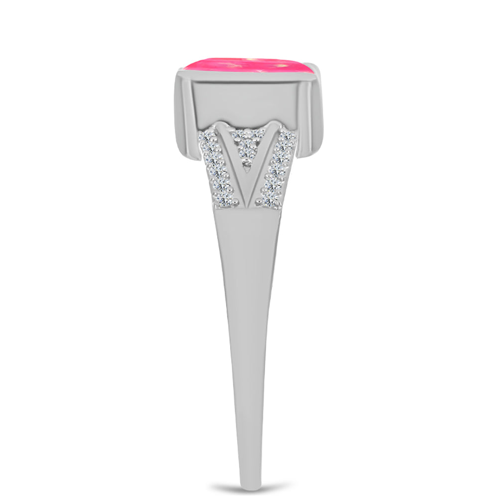 Anillo de Plata con Ópalo Rosa de Lega Dembi y Topacio Blanco 4 