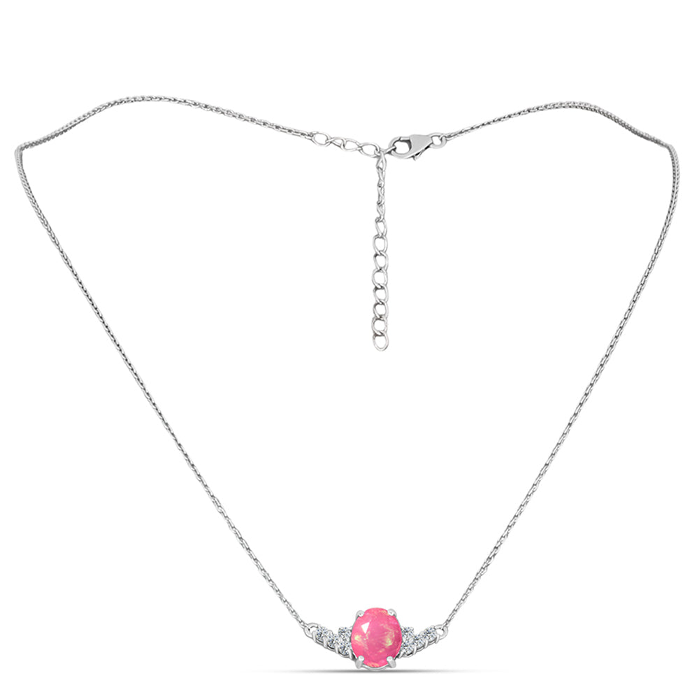 Collar de Plata con Ópalo Rosa de Lega Dembi y Topacio Blanco 1 