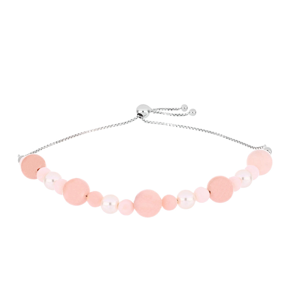 Pulsera de Plata con Ópalo Rosa de Lega Dembi y Perla de Agua Dulce 1 