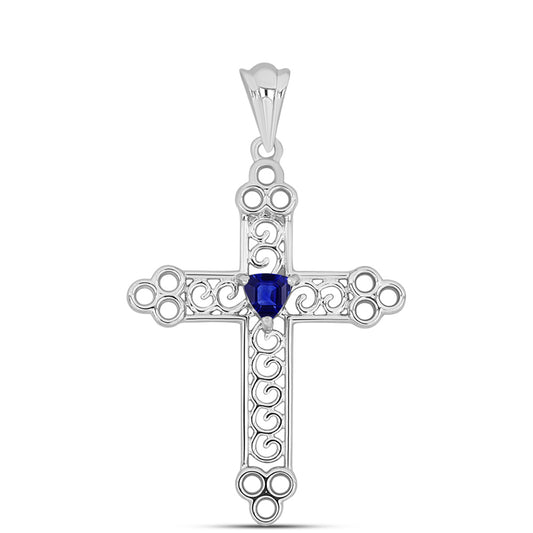 Cruz Colgante de Plata con Zafiro Azul Australiano