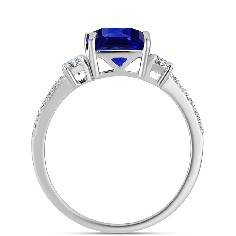 Anillo de Plata con Zafiro Azul Australiano y Topacio Blanco