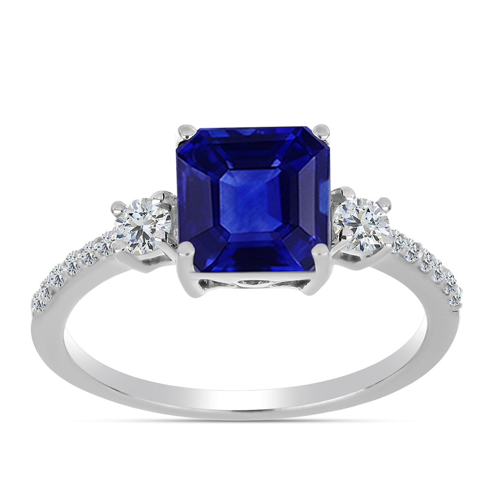 Anillo de Plata con Zafiro Azul Australiano y Topacio Blanco