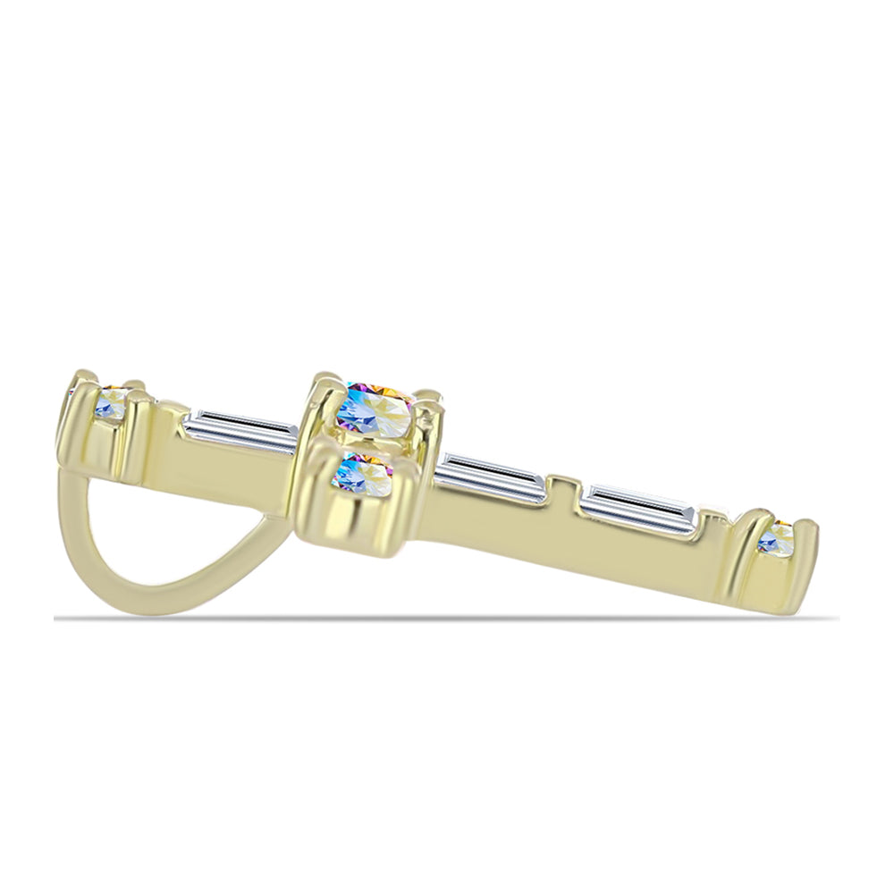 Cruz Colgante de Plata Bañada en Oro con Moisanita hielo y Zircón Blanco 2 