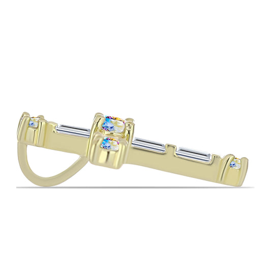 Cruz Colgante de Plata Bañada en Oro con Moisanita hielo y Zircón Blanco