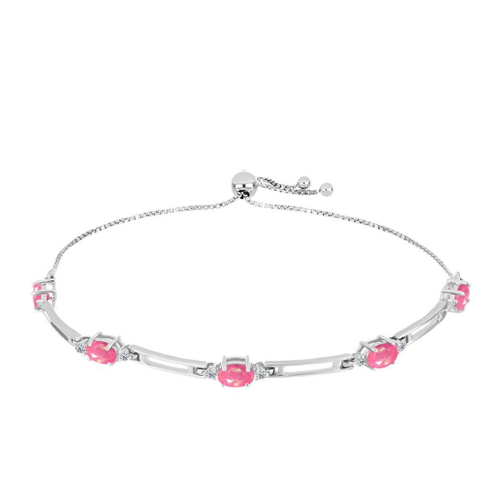 Pulsera de Plata con Ópalo Rosa de Lega Dembi y Topacio Blanco 1 