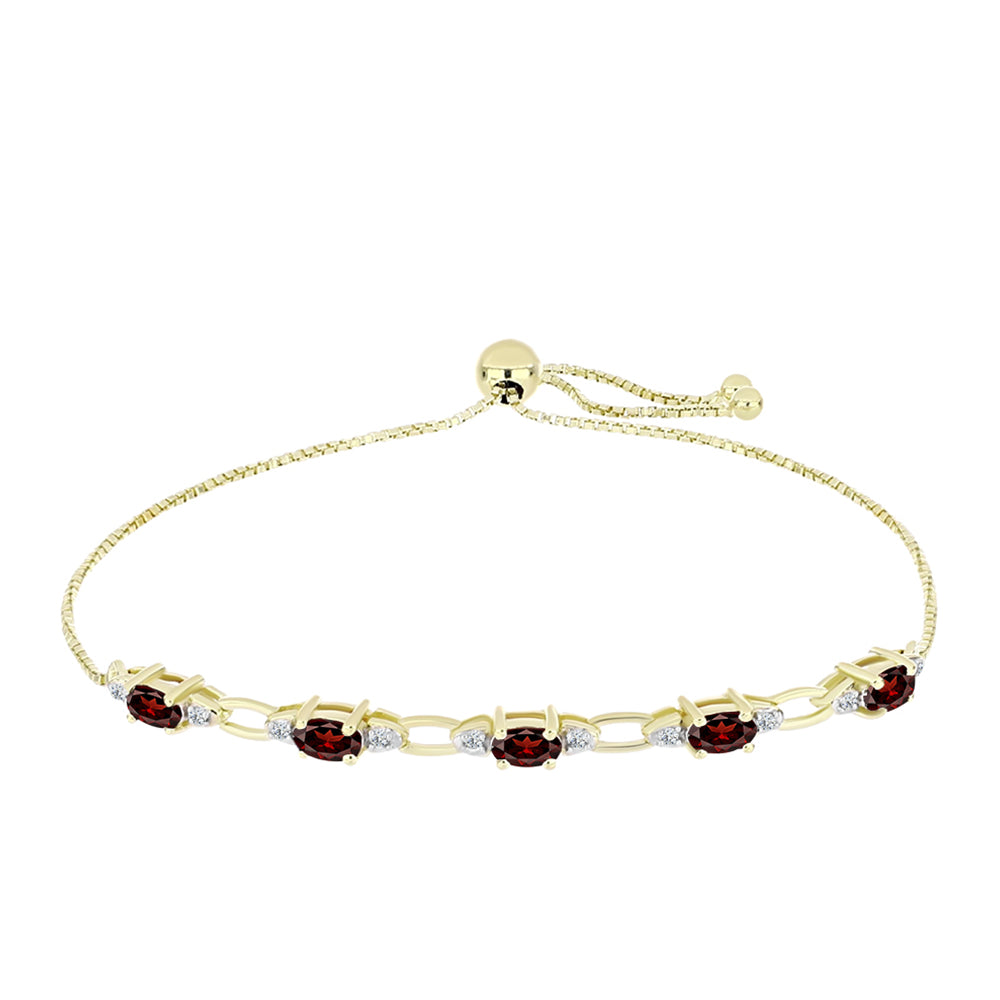 Pulsera de Plata Bañada en Oro con Granate Barton y Topacio Blanco
