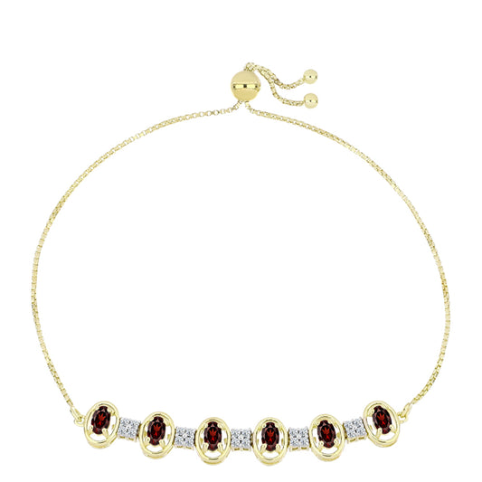 Pulsera de Plata Bañada en Oro con Granate Barton y Topacio Blanco