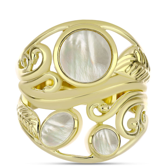 Anillo de Plata Bañada en Oro con Madreperla