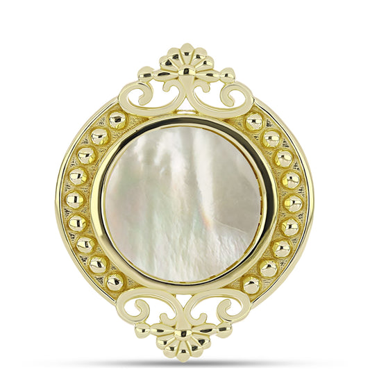 Anillo de Plata Bañada en Oro con Madreperla