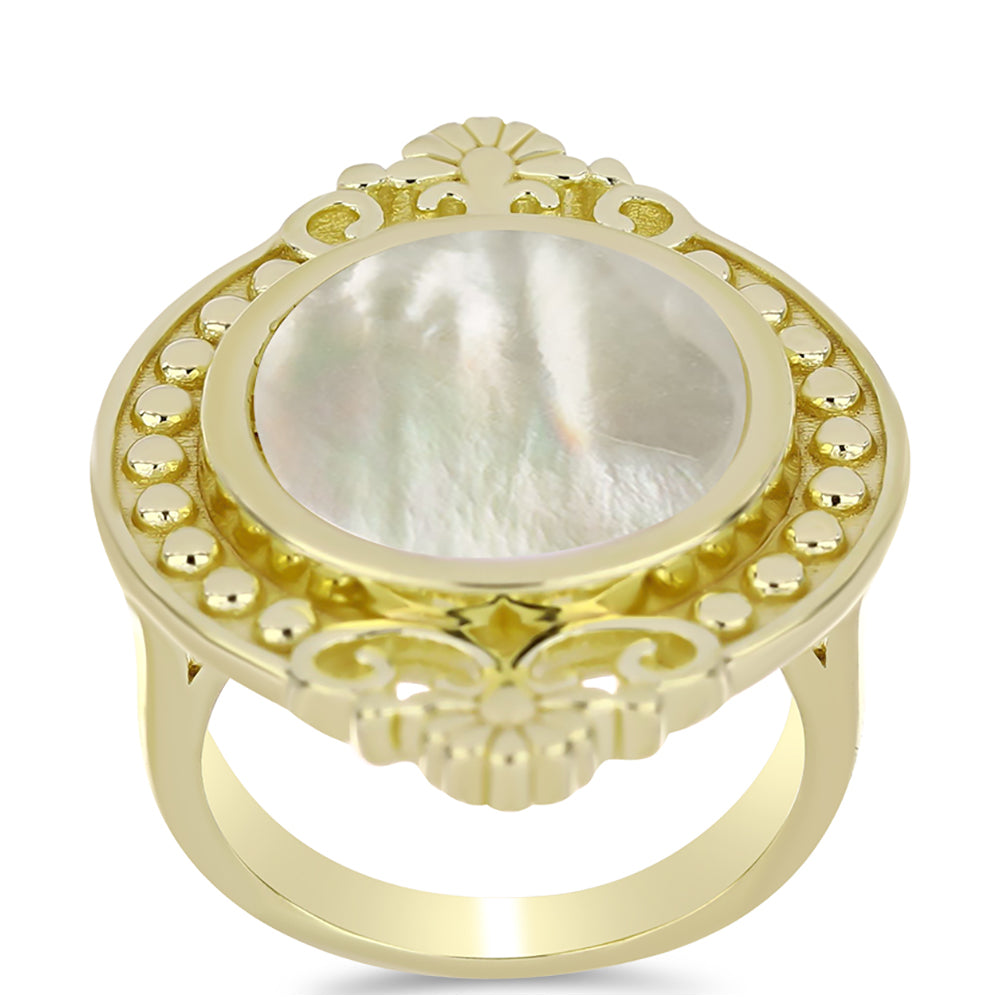 Anillo de Plata Bañada en Oro con Madreperla 3 