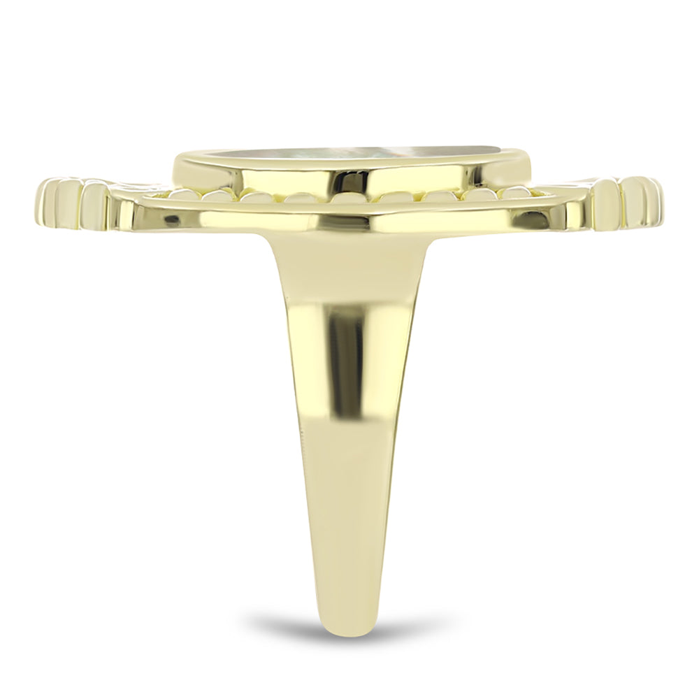 Anillo de Plata Bañada en Oro con Madreperla 4 