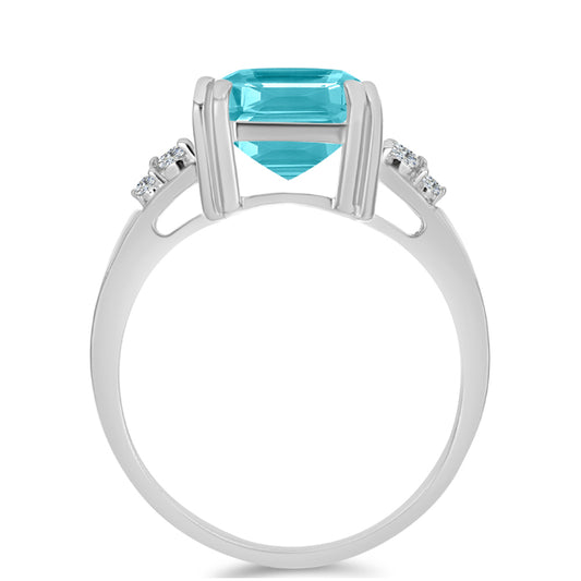 Anillo de Plata con Cuarzo Paraiba y Topacio Blanco
