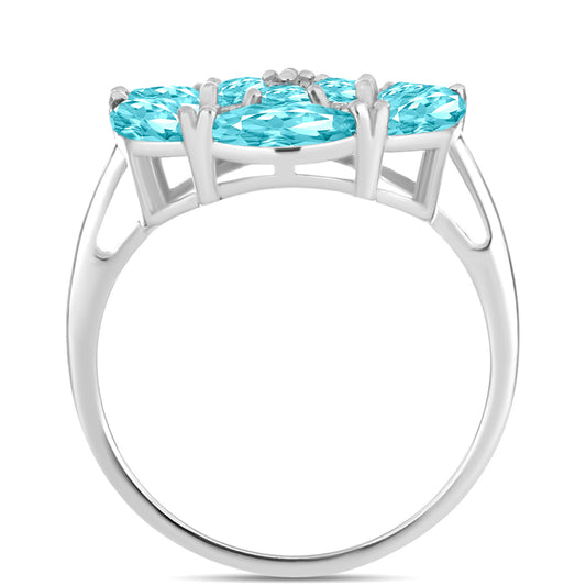 Anillo de Plata con Cuarzo Paraiba y Topacio Blanco