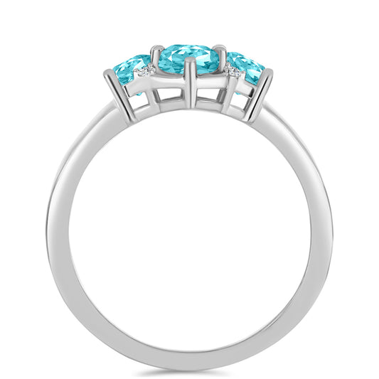 Anillo de Plata con Cuarzo Paraiba y Topacio Blanco