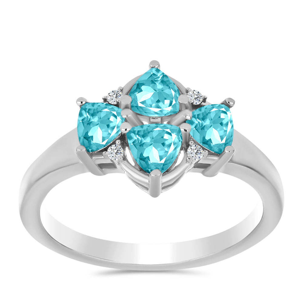 Anillo de Plata con Cuarzo Paraiba y Topacio Blanco 3 