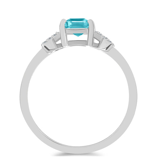 Anillo de Plata con Cuarzo Paraiba y Topacio Blanco