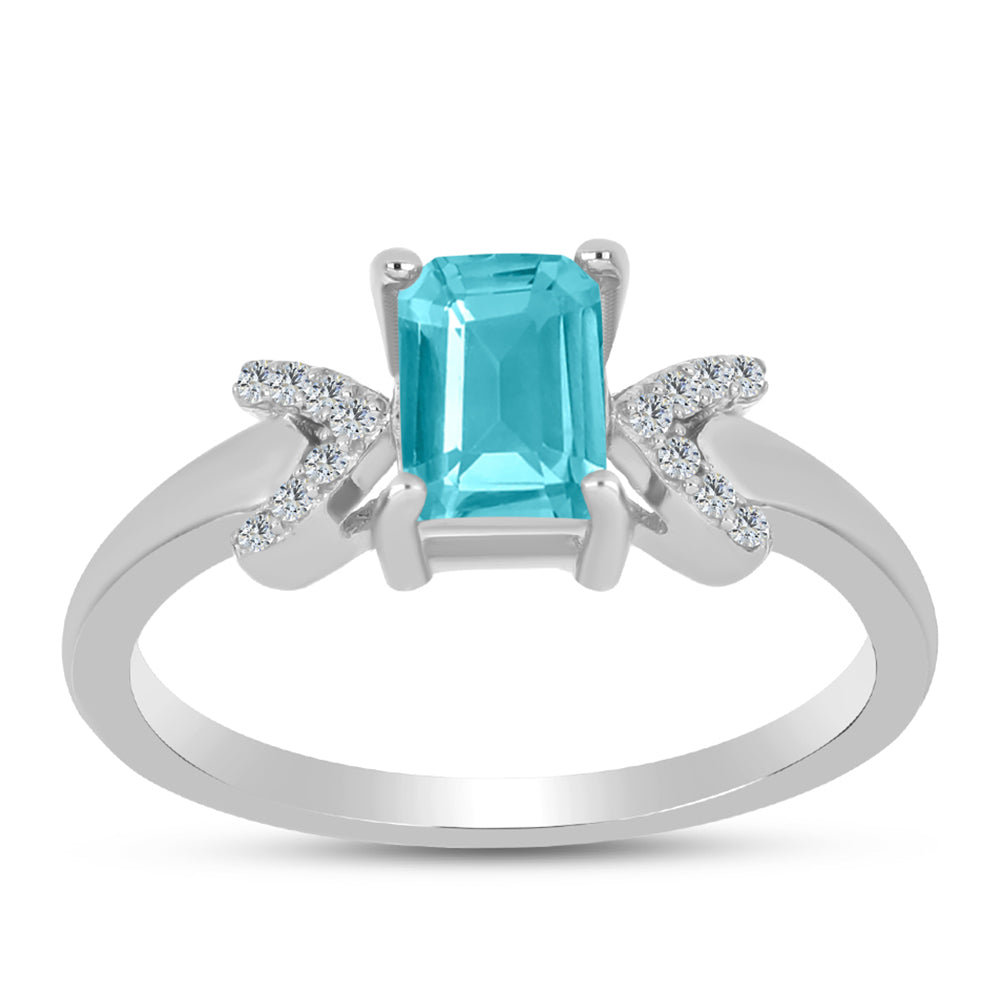Anillo de Plata con Cuarzo Paraiba y Topacio Blanco