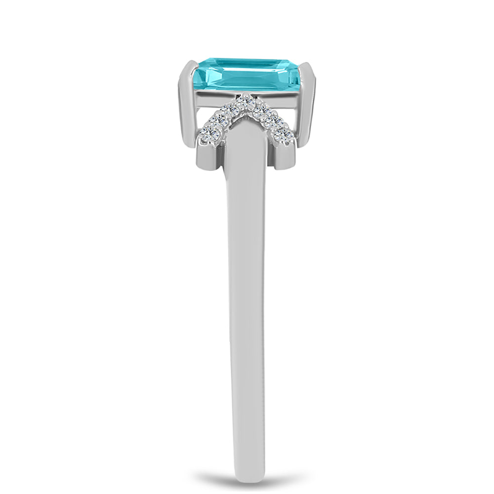 Anillo de Plata con Cuarzo Paraiba y Topacio Blanco 4 