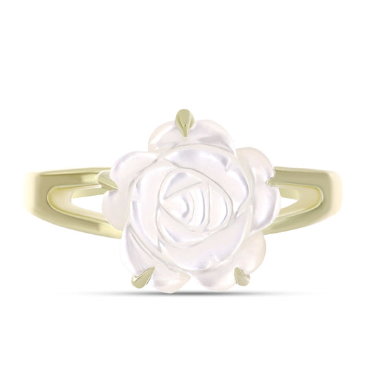 Anillo de Plata Bañada en Oro con Madreperla