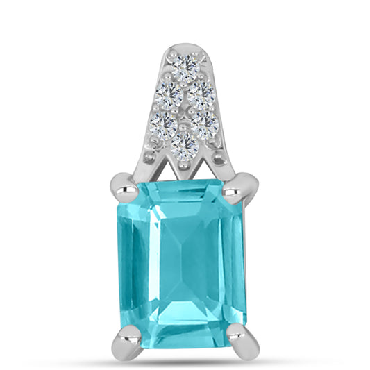 Colgante de Plata con Cuarzo Paraiba y Topacio Blanco
