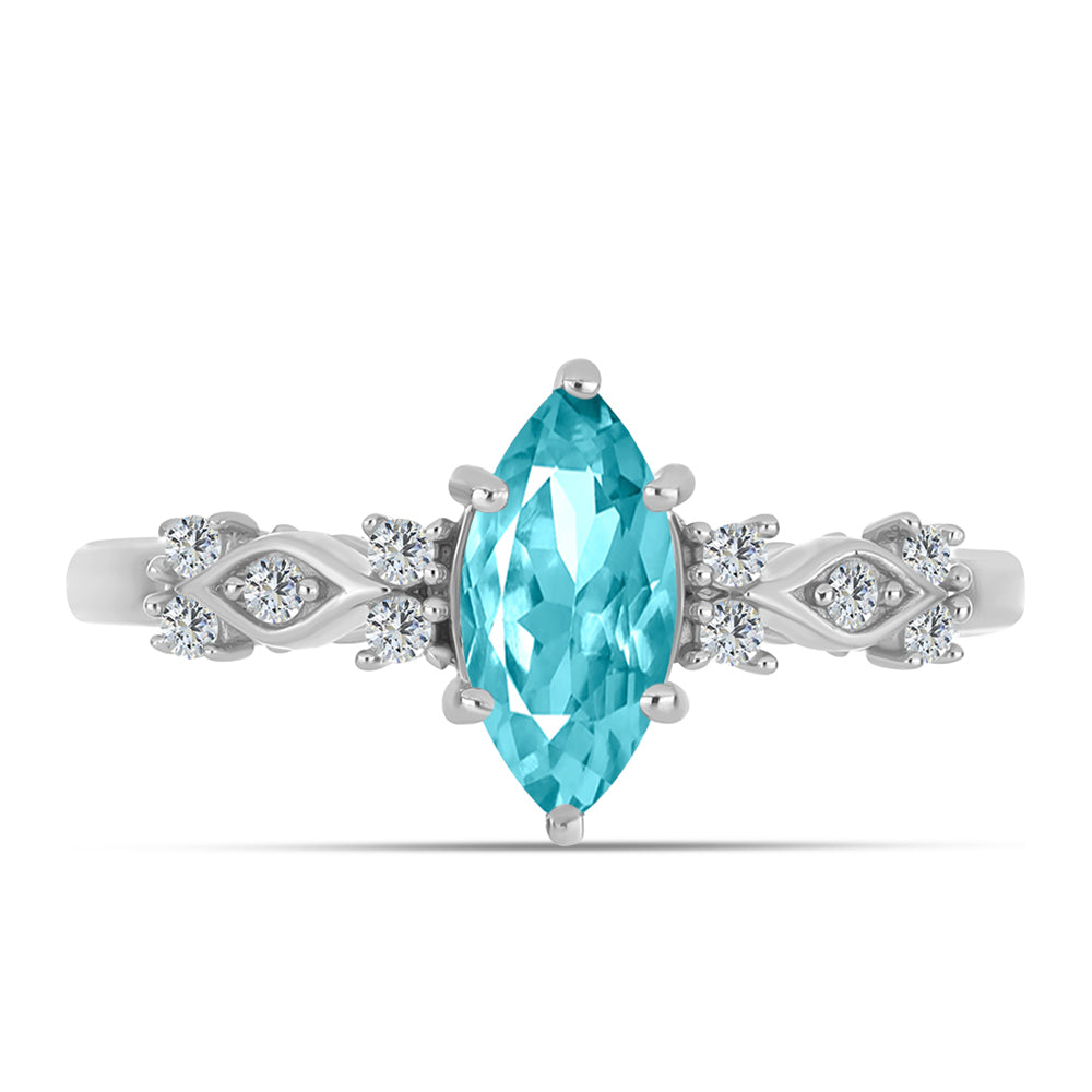 Anillo de Plata con Cuarzo Paraiba y Topacio Blanco