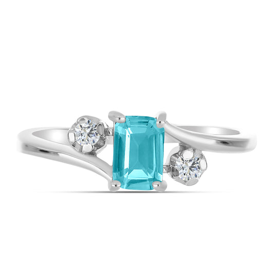 Anillo de Plata con Cuarzo Paraiba y Topacio Blanco