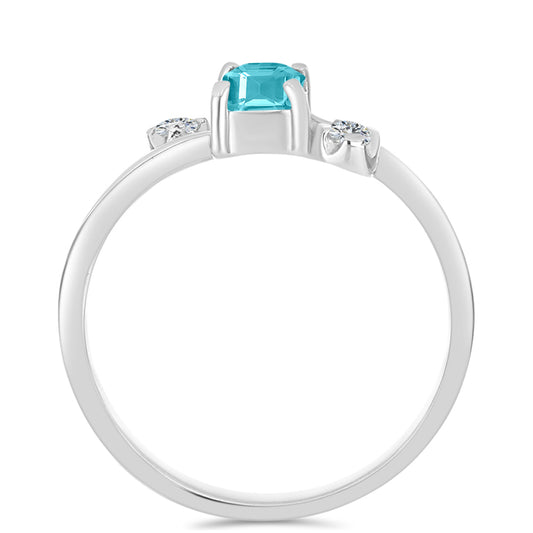 Anillo de Plata con Cuarzo Paraiba y Topacio Blanco