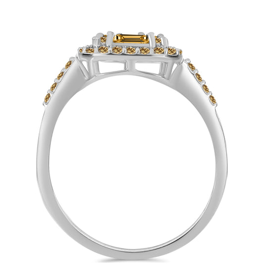 Anillo de Plata con Moisanita Champagne