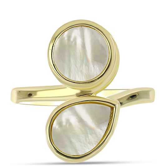 Anillo de Plata Bañada en Oro con Madreperla