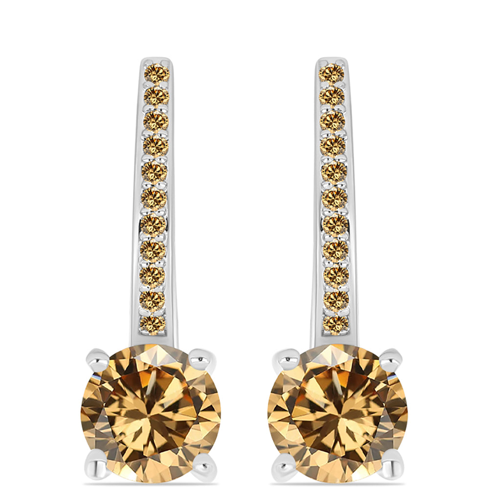 Pendientes de Plata con Moisanita Champagne 1 