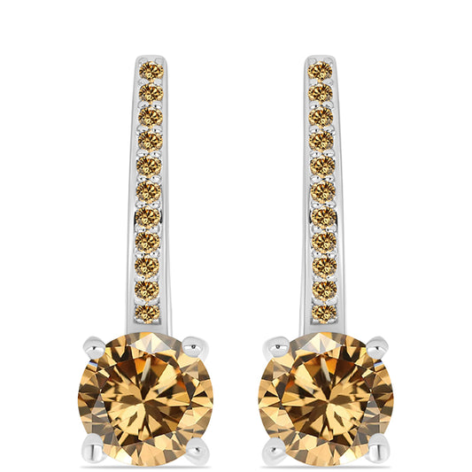 Pendientes de Plata con Moisanita Champagne