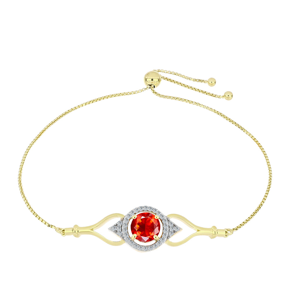 Pulsera de Plata Bañada en Oro con Ópalo Rojo etíope de Lega Dembi y Topacio Blanco