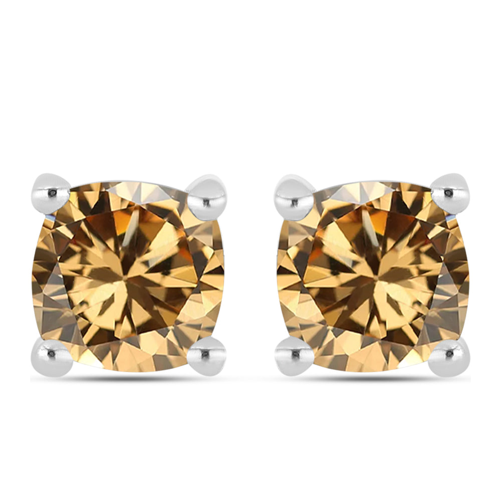 Pendientes de Plata con Moisanita Champagne