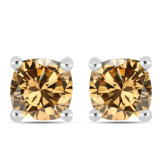 Pendientes de Plata con Moisanita Champagne